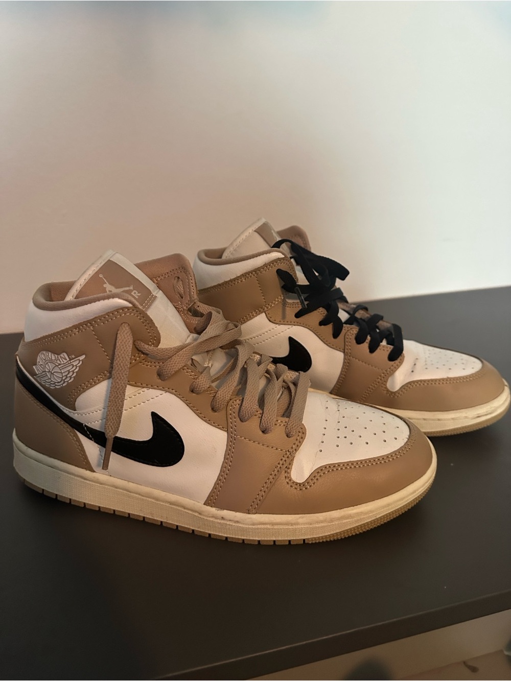 Jordan Men's High-Top Sneakers in Tan, White & Black womens 10.5/ men’s 9